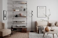 Lampadaire Salon 160 cm noir blanc métal verre 4x G9