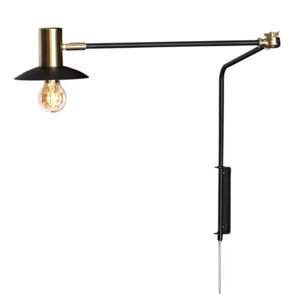 Applique avec câble et fiche métal E27 bras articulé
