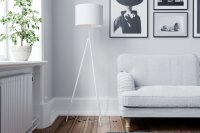 Lampadaire métal tissu 145 cm de haut Tripode...