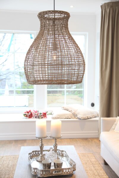 Lampe à suspendre Corbeille Boho 49 cm de large E27 en métal dalgues marines