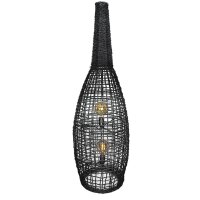 Lampadaire petit 120 cm noir E27 en osier marin