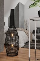 Lampadaire petit 120 cm noir E27 en osier marin