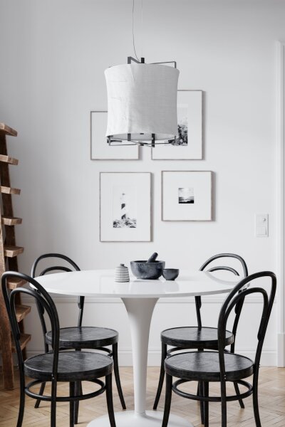 Lampe à suspendre Abat-jour en tissu L : 35cm H : max. 120cm E27 Noir Blanc