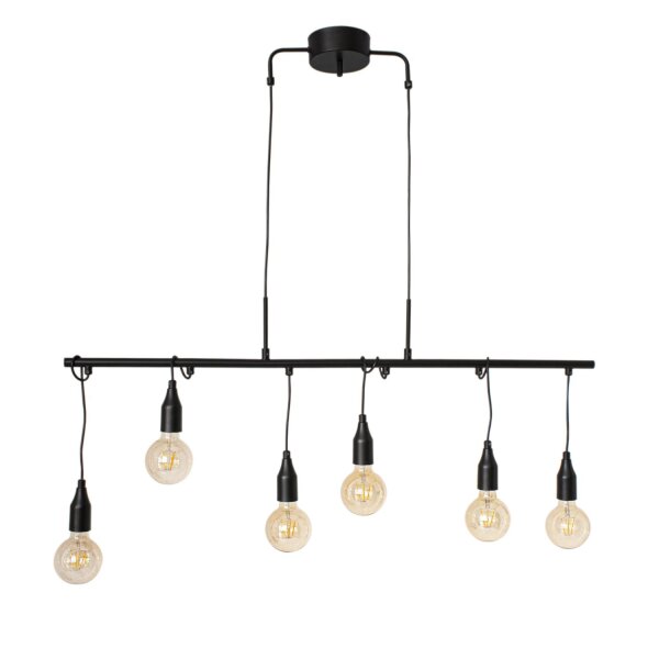 Suspension métal noir 110 cm de long pour 6x E27
