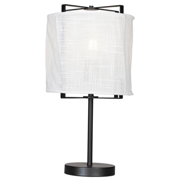 Lampe de table tissu métal 50 cm noir blanc E27