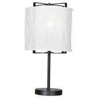 Lampe de table tissu métal 50 cm noir blanc E27
