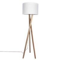Lampadaire bois tissu E27 160 cm trépied...