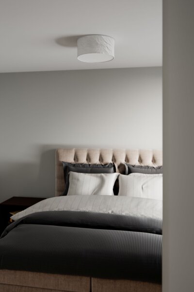 Plafonnier rond Ø 40 cm Blanc E27 Métal Tissu anti-éblouissement