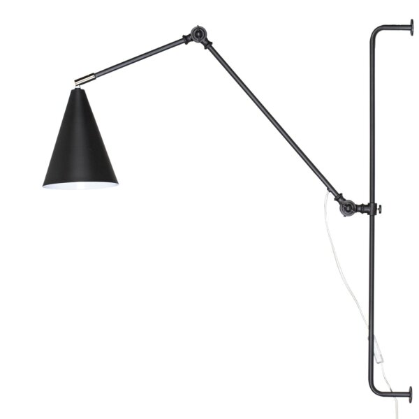 Applique avec câble Interrupteur Métal Bras articulé Noir E27