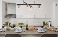 Suspension métal E27 4 flammes largeur 90 cm noir...
