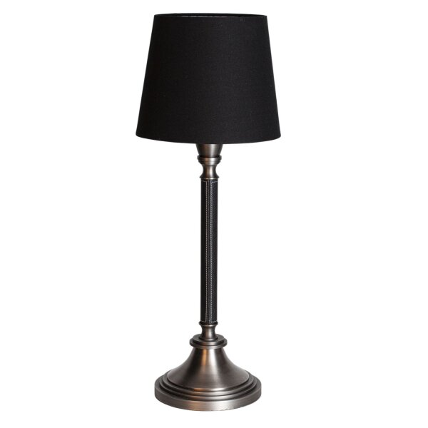 Lampe de table tissu métal E27 59,5 cm en noir argenté