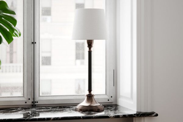 Lampe de chevet Métal Tissu 59,5 cm E27 Classique ELIN