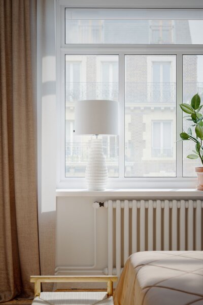 Lampe de table Blanc Crème Céramique Tissu E27 74 cm de haut