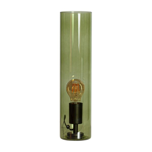 Lampe de table en verre Cylindre 40 cm de haut Vert E27 Interrupteur à câble