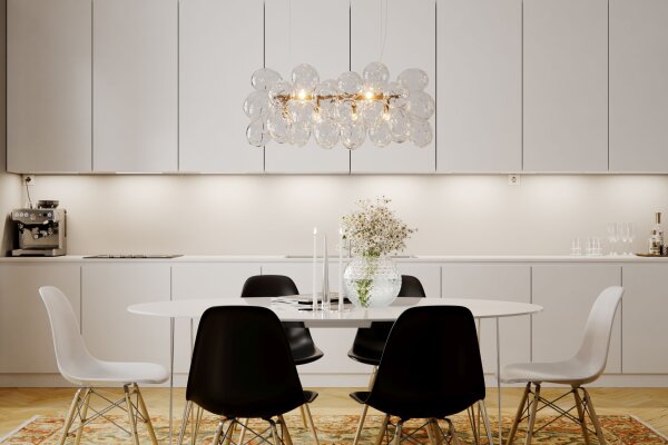 Suspension verre métal L : 80 cm H : max. 120 cm en or