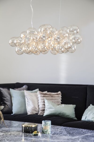 Suspension Table de salle à manger L : 80 cm Métal Verre fumé 8x G9
