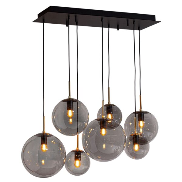 Lampe à suspendre métal verre fumé 86 cm de long H : max. 120 cm E27