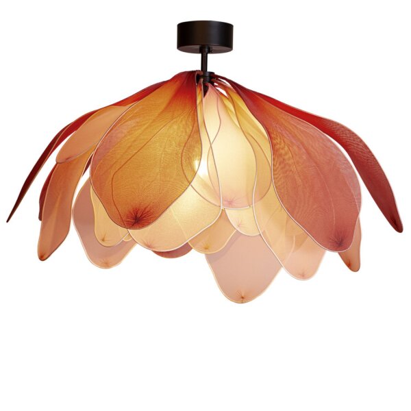 Lampe de plafonnier tissu métal 80 cm large flexible rose E27