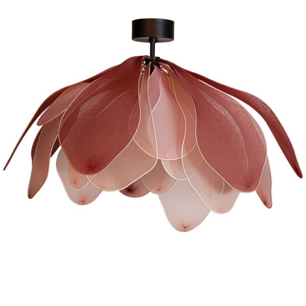 Lampe de plafonnier tissu métal 80 cm large flexible rose E27