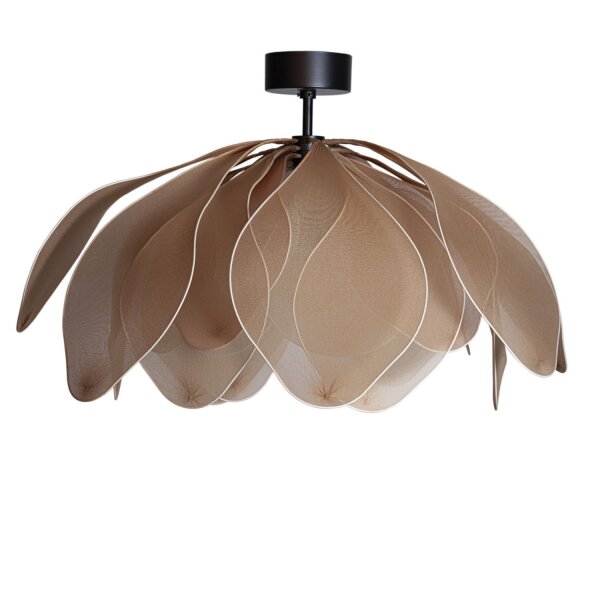 Lampe de plafonnier tissu métal L : 80 cm flexible en naturel E27