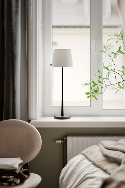 Lampe dappoint Noir Blanc 68,5 cm E27 Métal Tissu Moderne
