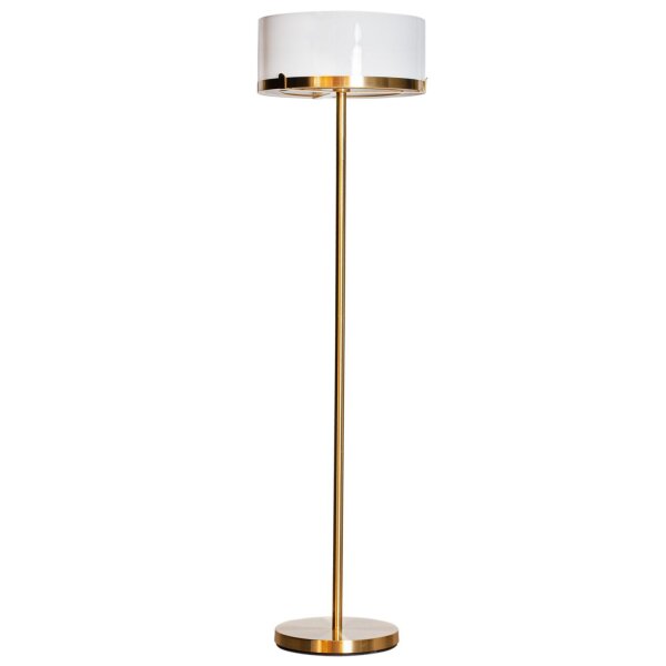 Lampadaire métal verre hauteur 150 cm en laiton blanc E27