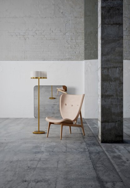Lampadaire métal verre hauteur 150 cm en laiton blanc E27