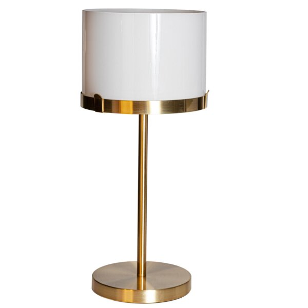 Lampe de table verre métal E27 55 cm en laiton blanc rond