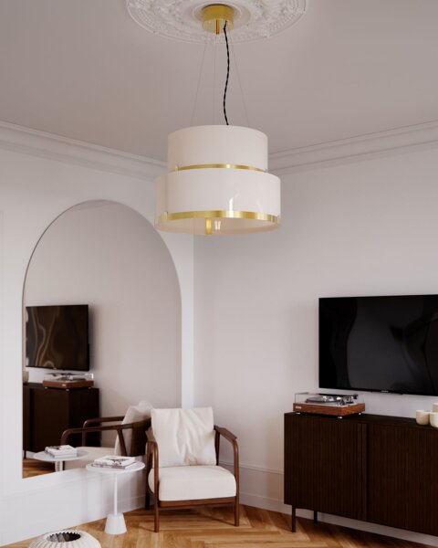 Suspension verre métal E27 largeur 50 cm H : max. 120 cm