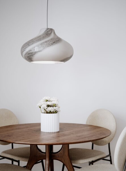 Lampe à suspendre verre métal E27 large 44,5 cm marbré