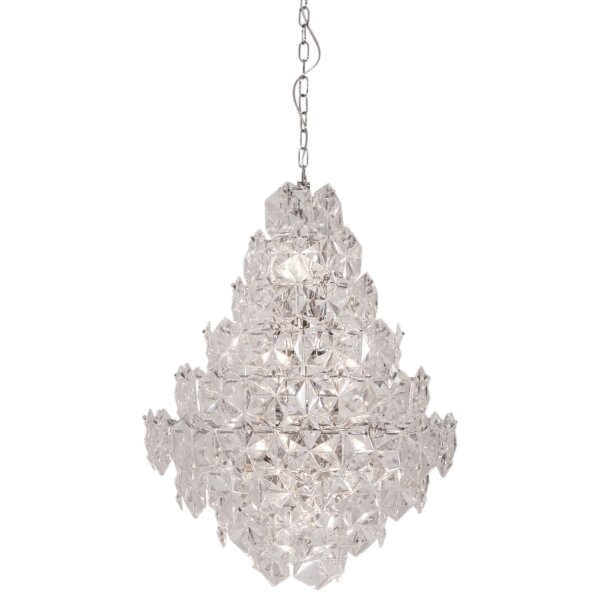 Lustre cristal métal L : 58 cm H : max. 120 cm 11x E14