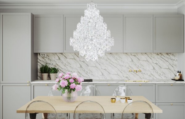 Lustre cristal métal L : 58 cm H : max. 120 cm 11x E14