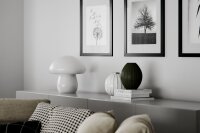 Lampe de table champignon look verre hauteur 30 cm blanc E27