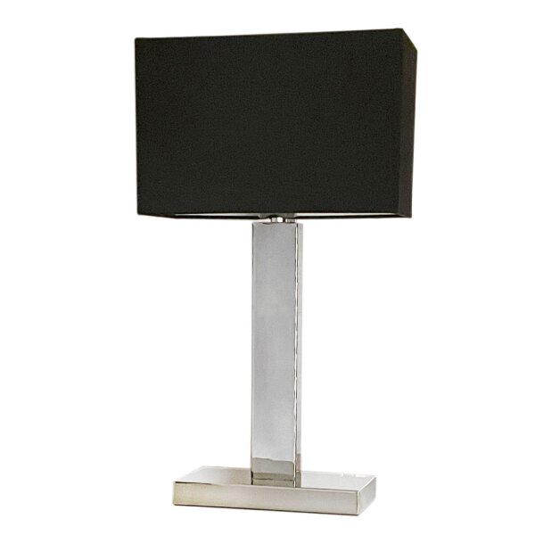 Lampe de table métal tissu 47 cm chrome noir E27 anguleux