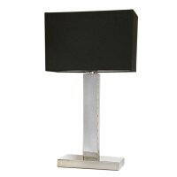 Lampe de table m&eacute;tal tissu 47 cm chrome noir E27...