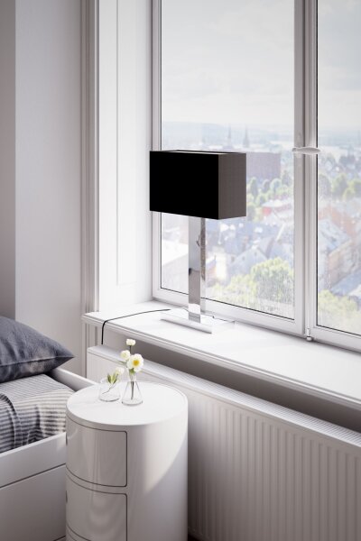 Lampe de table noir chrome 69,5 cm de haut métal tissu E27