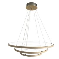 Lustre LED L : 80 cm 3 anneaux bois 2700 K blanc chaud