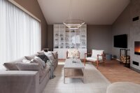 Lustre LED L : 80 cm 3 anneaux bois 2700 K blanc chaud