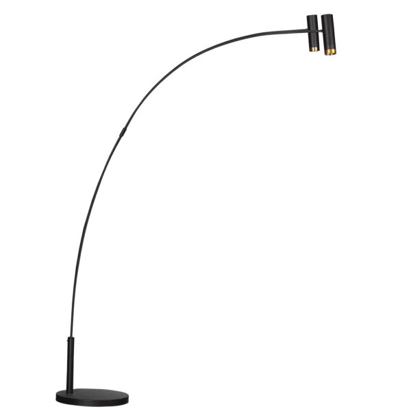 Grand luminaire en arc de 217 cm de haut à 2 flammes en noir GU10