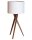 Lampe de table tripode tissu bois 55 cm E27 noix blanc