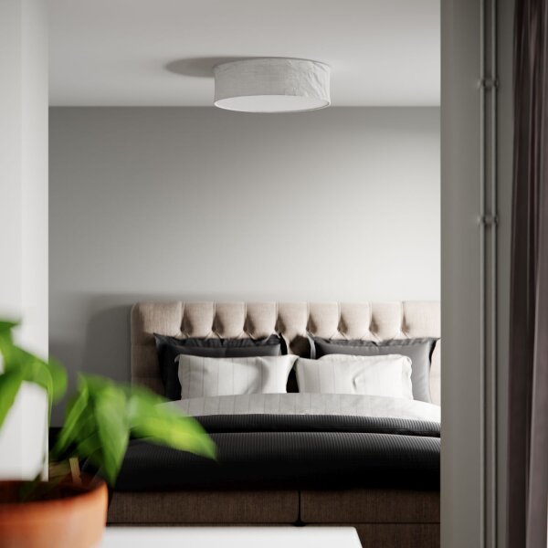 Lampe de plafonnier D : 60 cm rond Moderne Blanc Métal Tissu E27