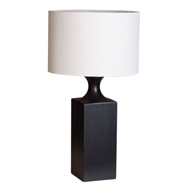 Lustre de table noir blanc 56 cm en bois tissu E27