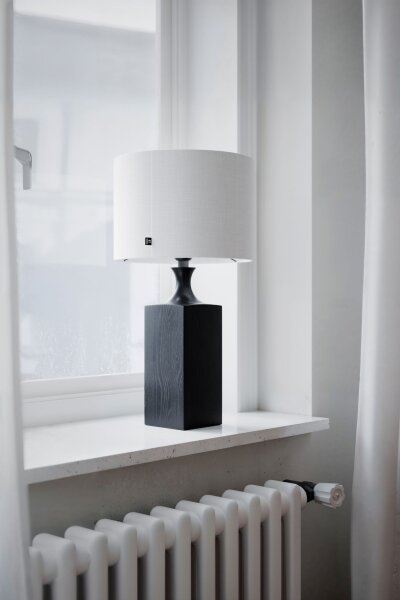 Lustre de table noir blanc 56 cm en bois tissu E27