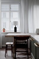 Lustre de table noir blanc 56 cm en bois tissu E27