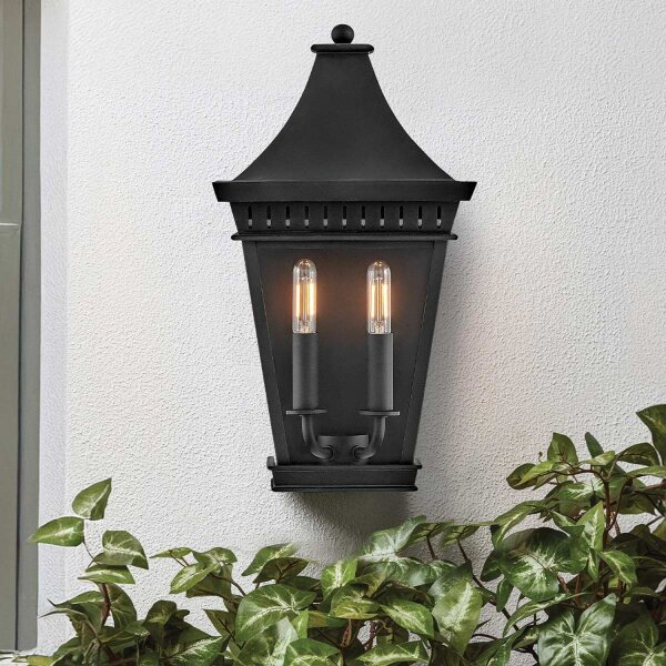 Applique extérieure Noir E14 IP44 H : 39,4 cm Aluminium Verre