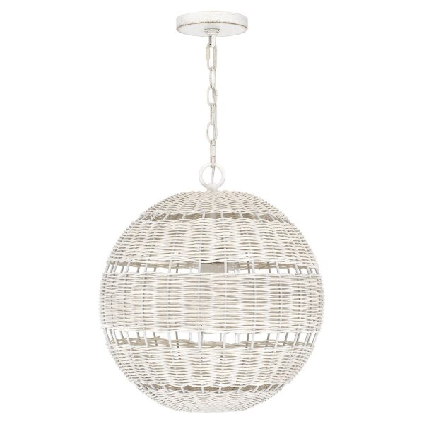 Lampe dextérieur suspendue Abat-jour corbeille E27 IP44 Ø 40,5 cm Blanc antique
