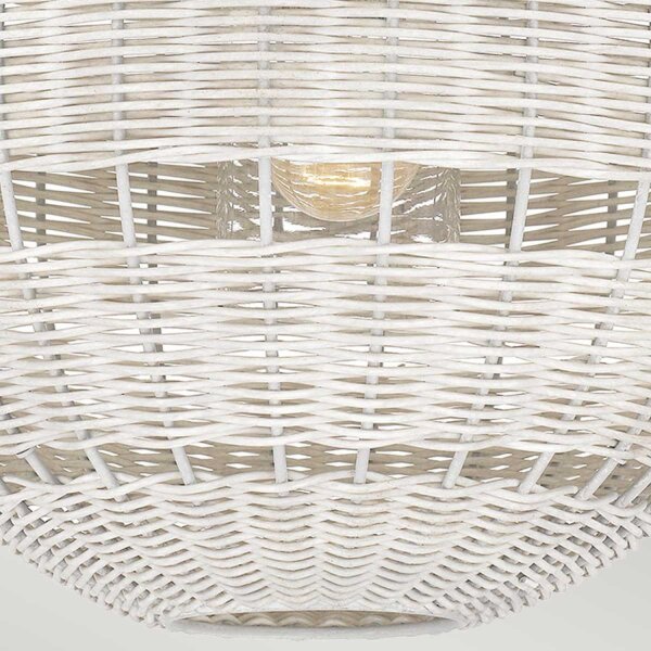 Lampe dextérieur suspendue Abat-jour corbeille E27 IP44 Ø 40,5 cm Blanc antique
