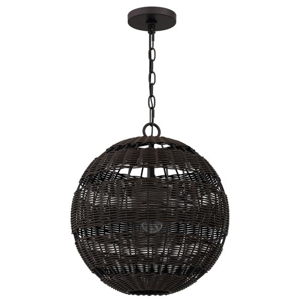 Suspension extérieure abat-jour corbeille E27 IP44 en bronze foncé