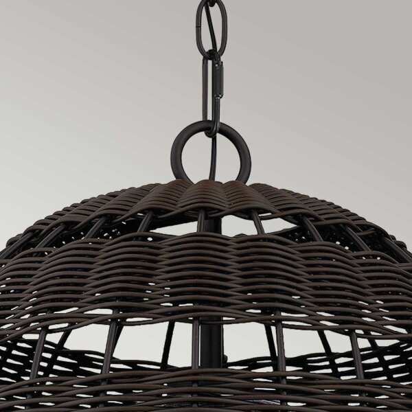 Suspension extérieure abat-jour corbeille E27 IP44 en bronze foncé