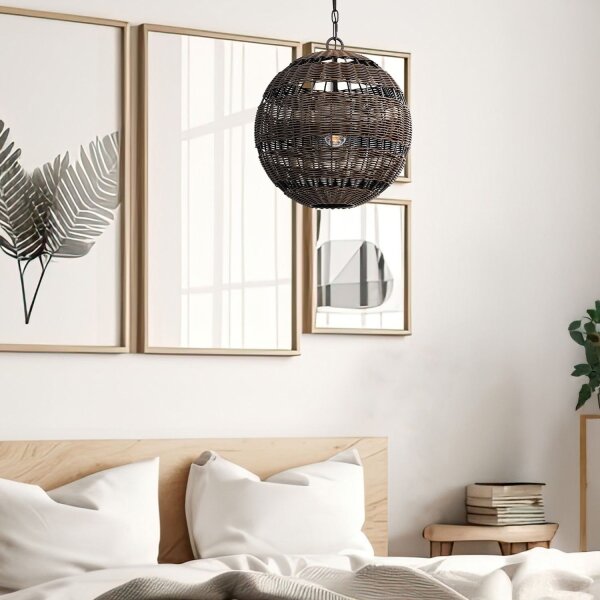 Suspension extérieure abat-jour corbeille E27 IP44 en bronze foncé